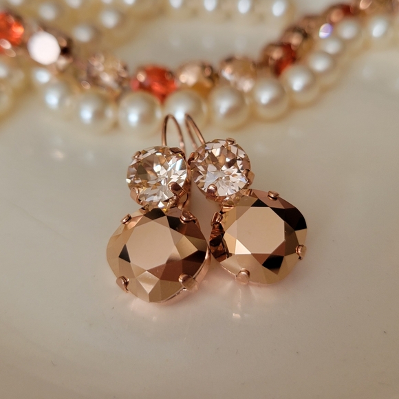 Austrian Crystal Earrings in Rose Gold Plating - Picture 8 of 10
